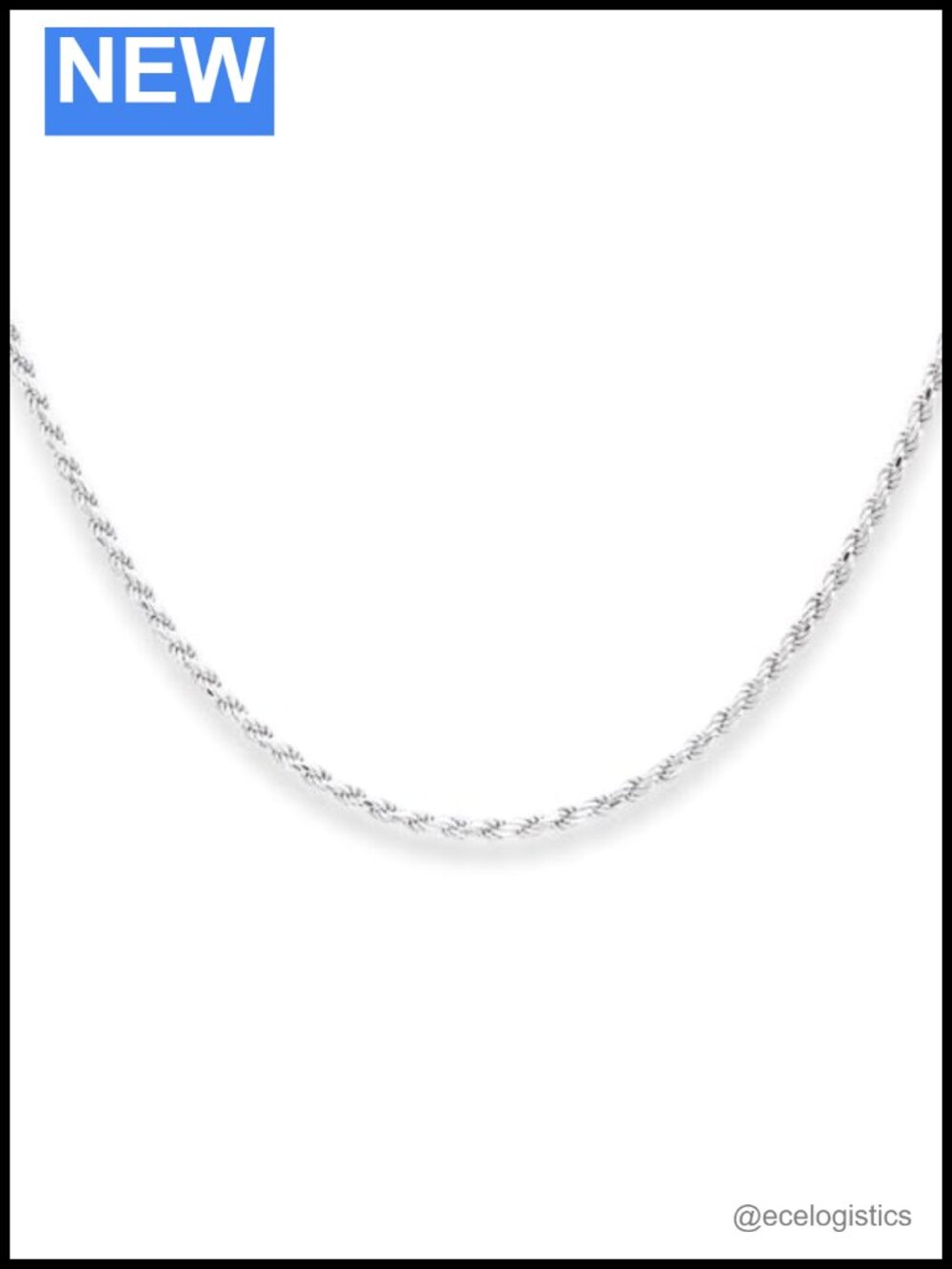925 Sterling Silver Diamond-cut Rope Chain Necklace 18"